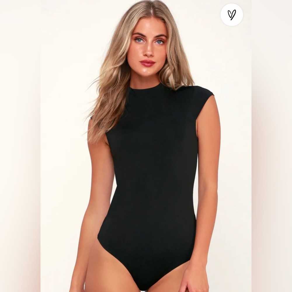 NWT! Sleek Style Black Funnel Neck Bodysuit